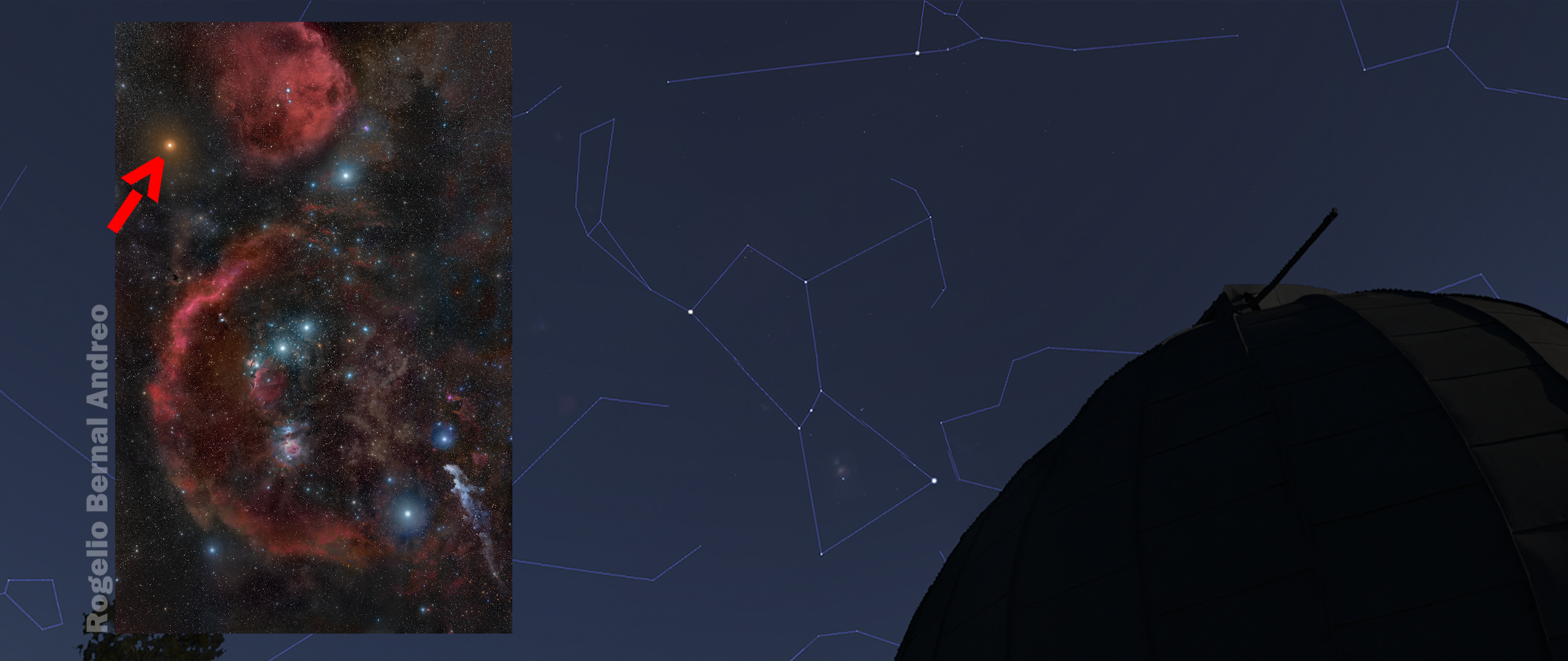 Screengrab from the February monthly sky guide video, that was made with SPC1, Adobe Premiere Pro and GoproFX Reframe plugin